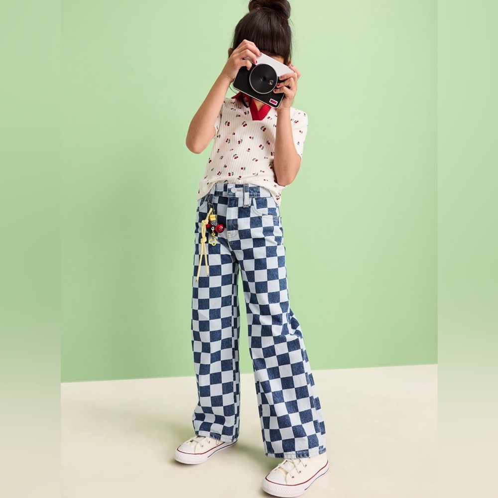 Old Navy Checkered Girls Wide-Leg Jeans